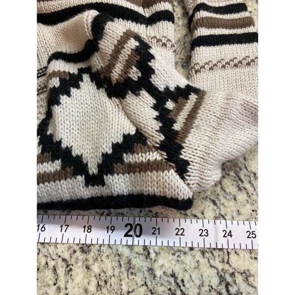 Karlie Wool Blend Aztec Knit Cardigan S Beige Brown Boho Western Cozy Chic - Picture 7 of 8